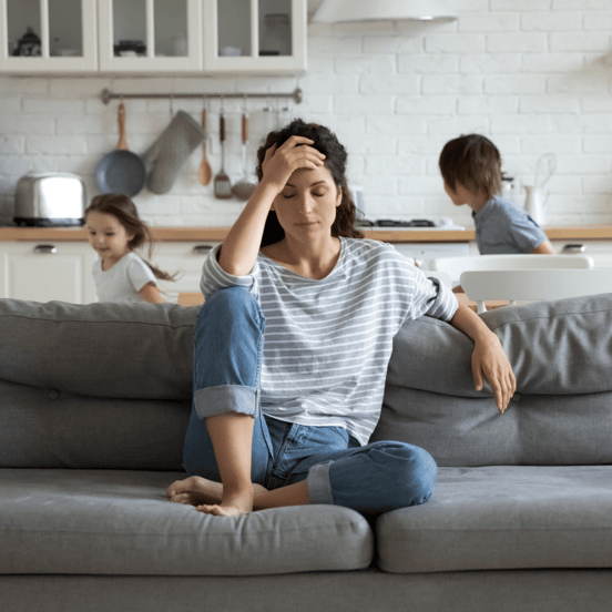 Woman with ADHD on couch