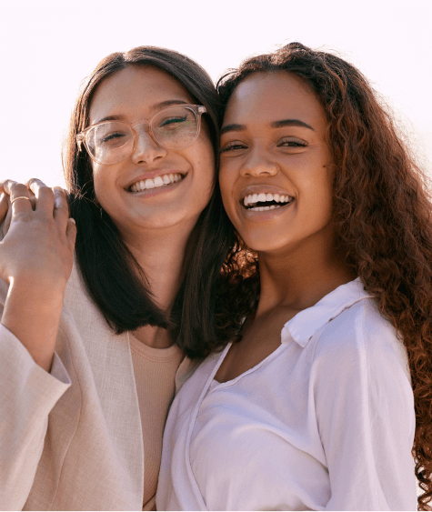 two women smiling