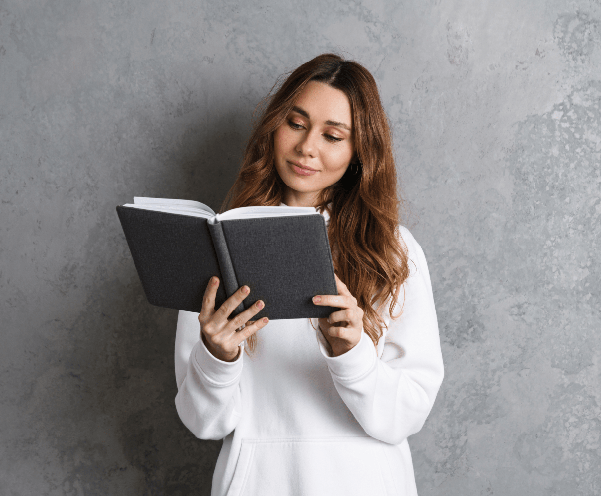 woman reading book